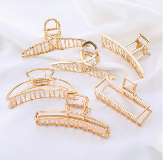 Gold Metal Hair Clips