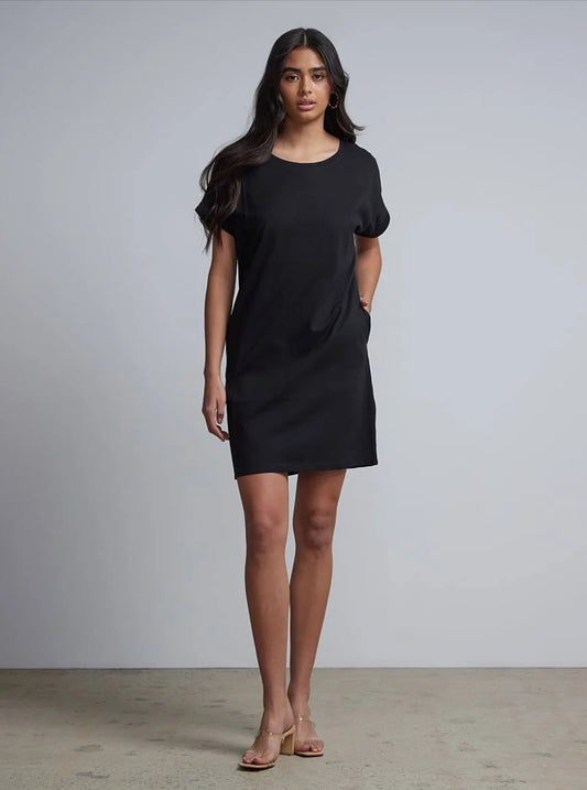 Women's Crew Neck Perfect Tee Shift Dress Black