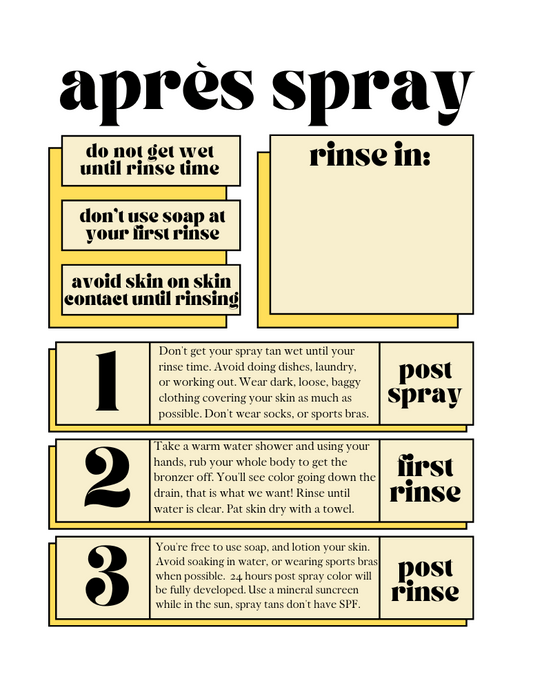 After Spray Tan Info Card - Free Download!
